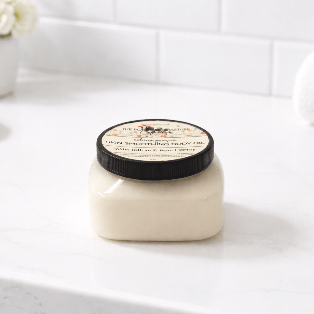 BeeLovelyBotanicals Lotion & Moisturizer Pollinated Pasture Citrus Grove Skin Smoothing Oil with Tallow
