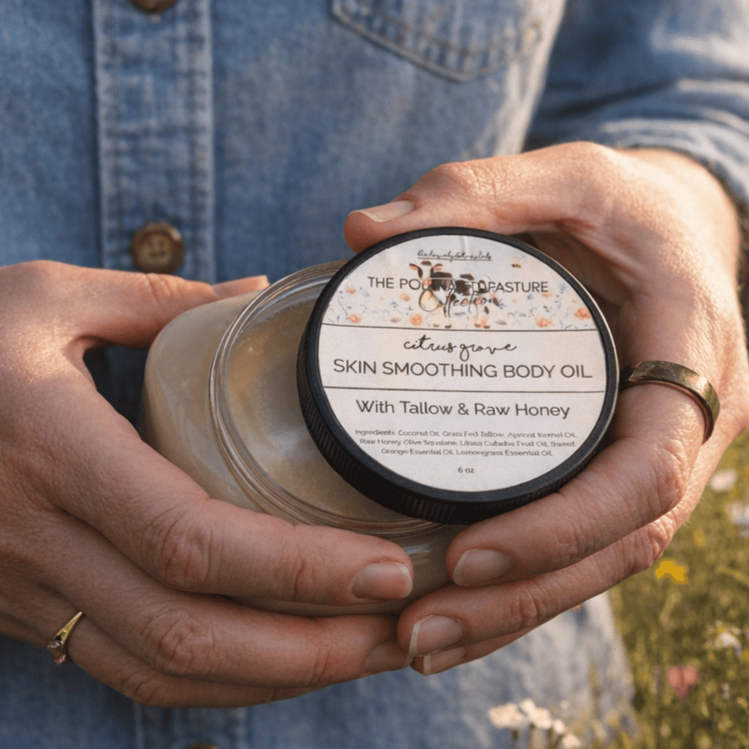 BeeLovelyBotanicals Lotion & Moisturizer Pollinated Pasture Citrus Grove Skin Smoothing Oil with Tallow