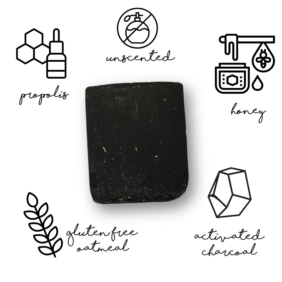 BeeLovelyBotanicals Bar Soap Activated Charcoal Propolis Complexion Soap