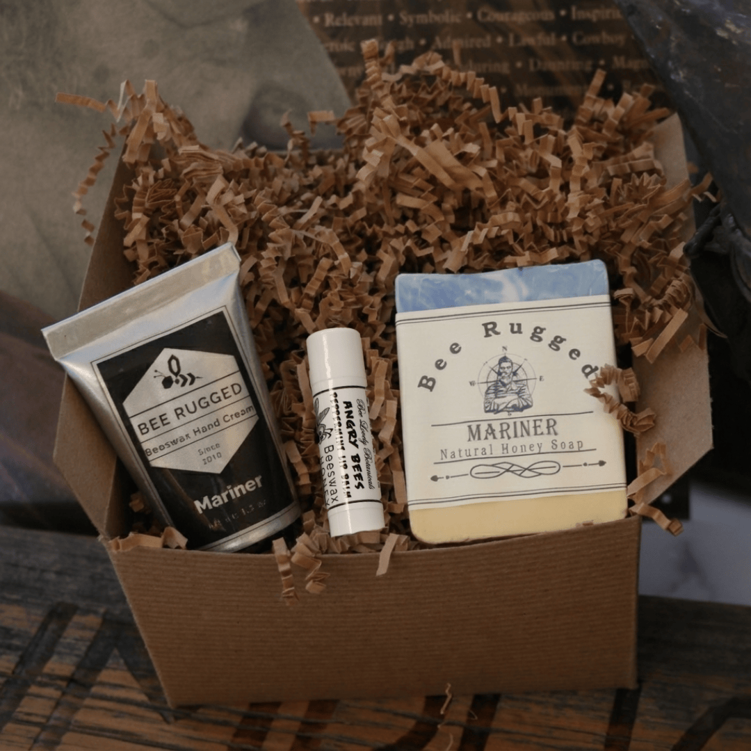 BeeLovelyBotanicals Bath & Body Gift Sets Bee Rugged® Gift Box for Men, Husband, and Boyfriend