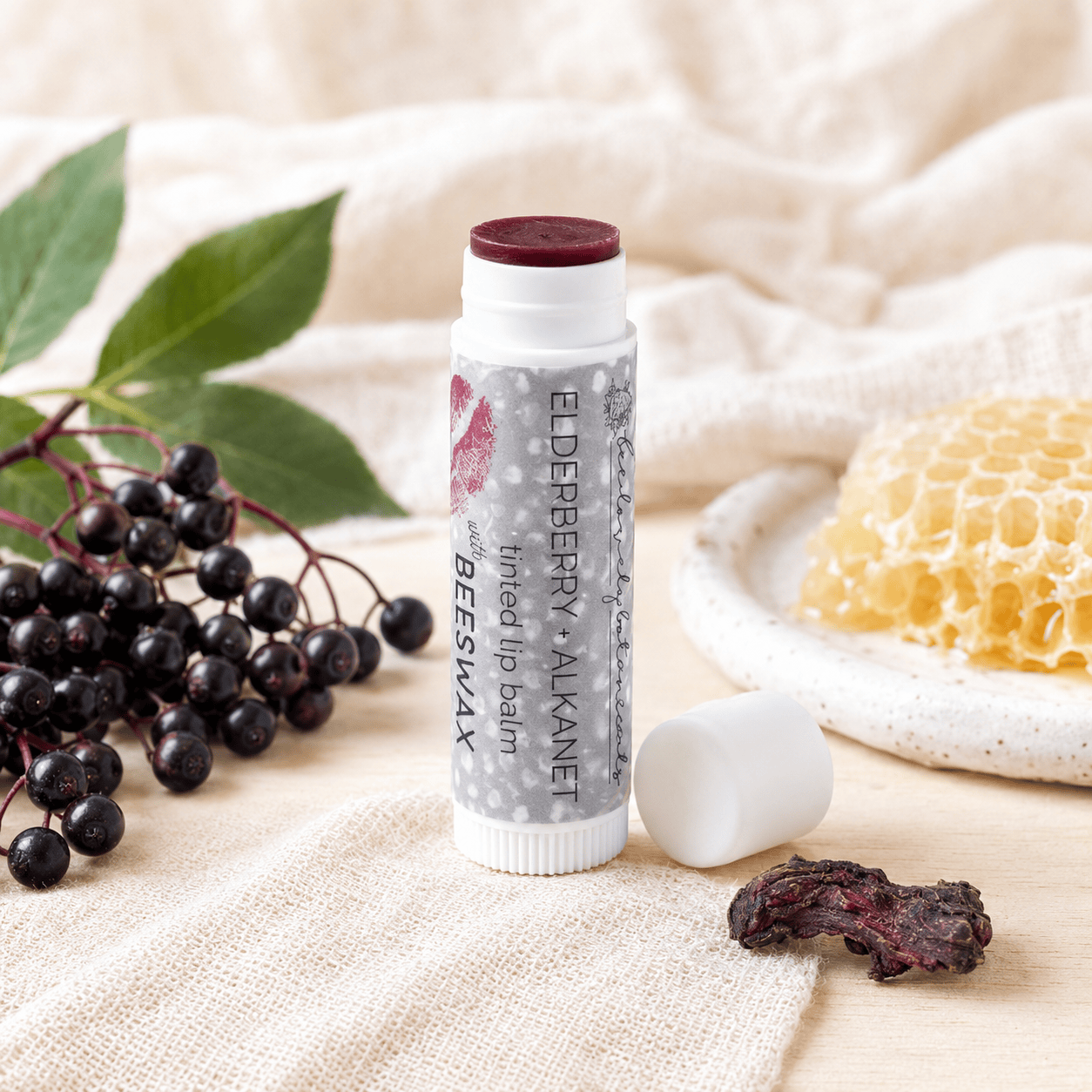 BeeLovelyBotanicals Elderberry and Alkanet Beeswax Lip Balm