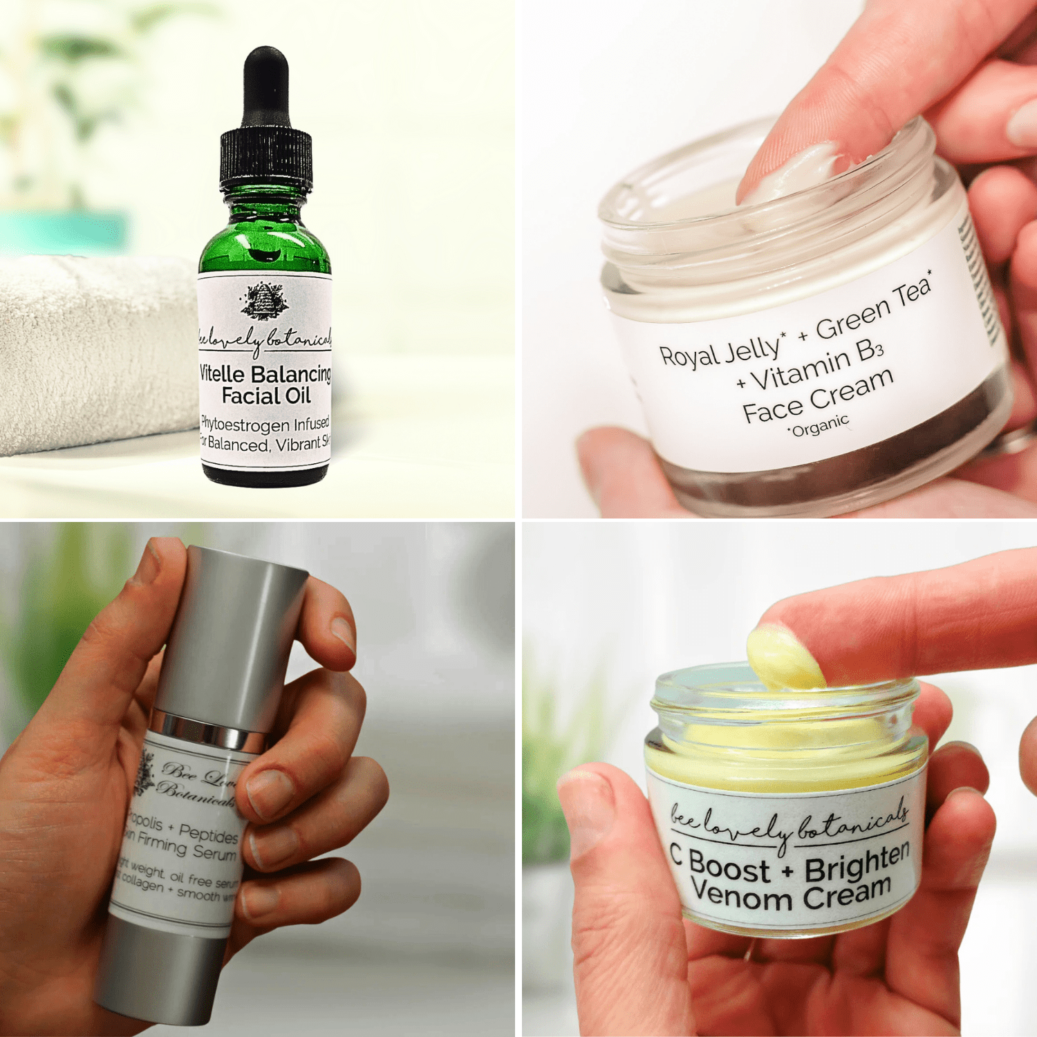 BeeLovelyBotanicals Facial Oil, Face Cream, Propolis Serum, Venom Cream