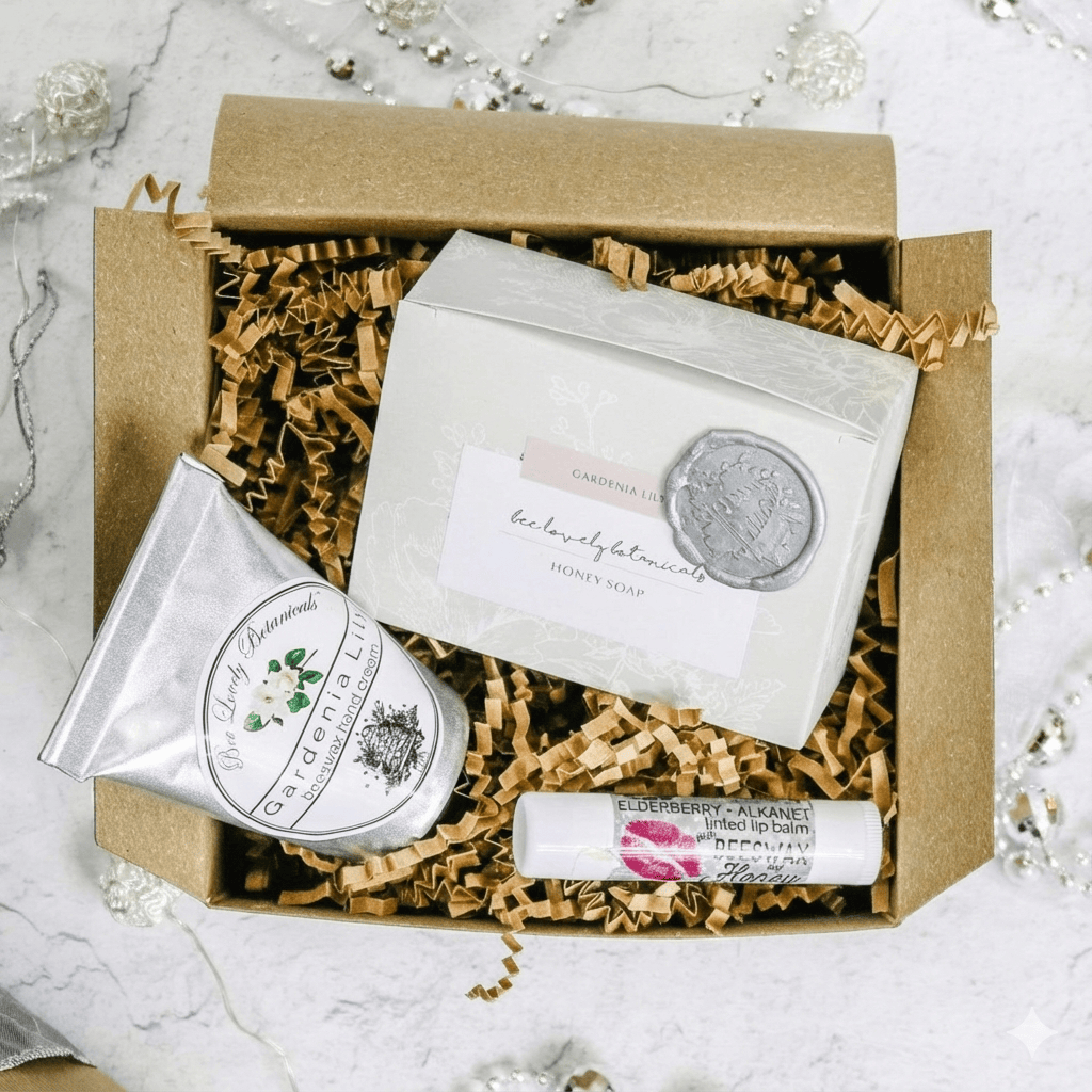 BeeLovelyBotanicals Bath & Body Gift Sets Gardenia Lily Beehive Gift Box