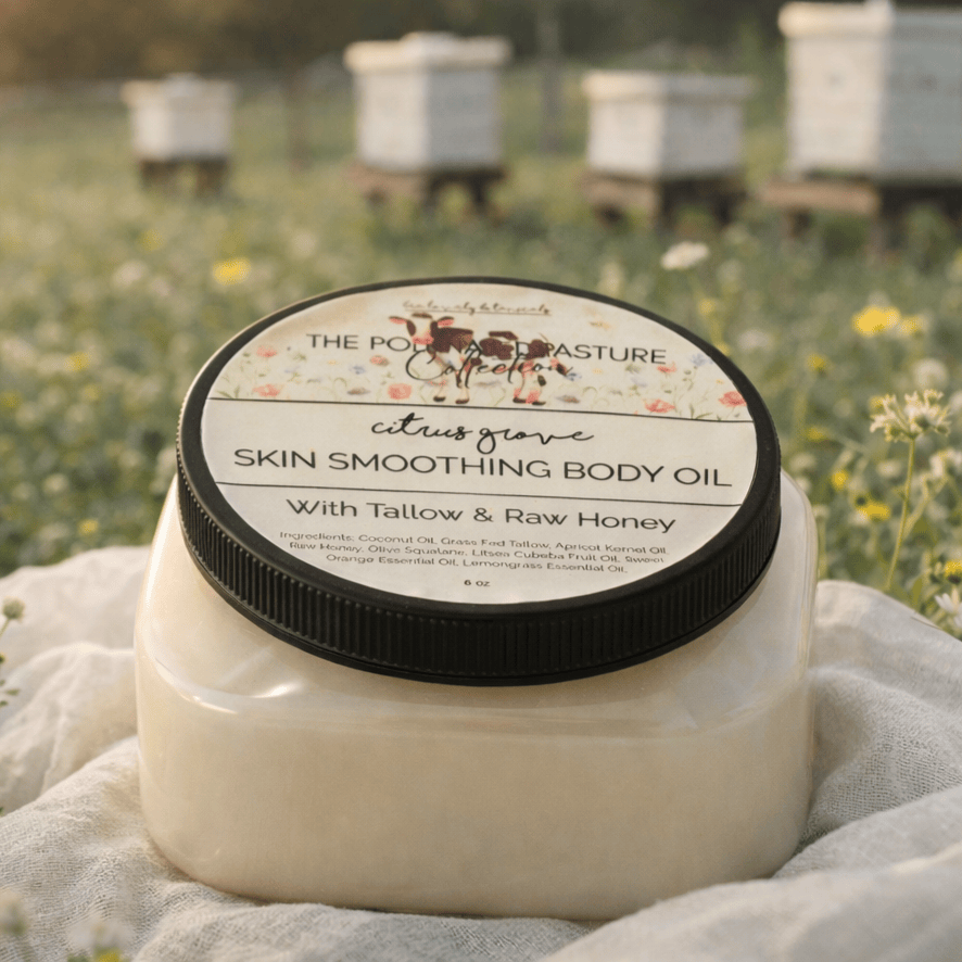 BeeLovelyBotanicals Lotion & Moisturizer Pollinated Pasture Citrus Grove Skin Smoothing Oil with Tallow