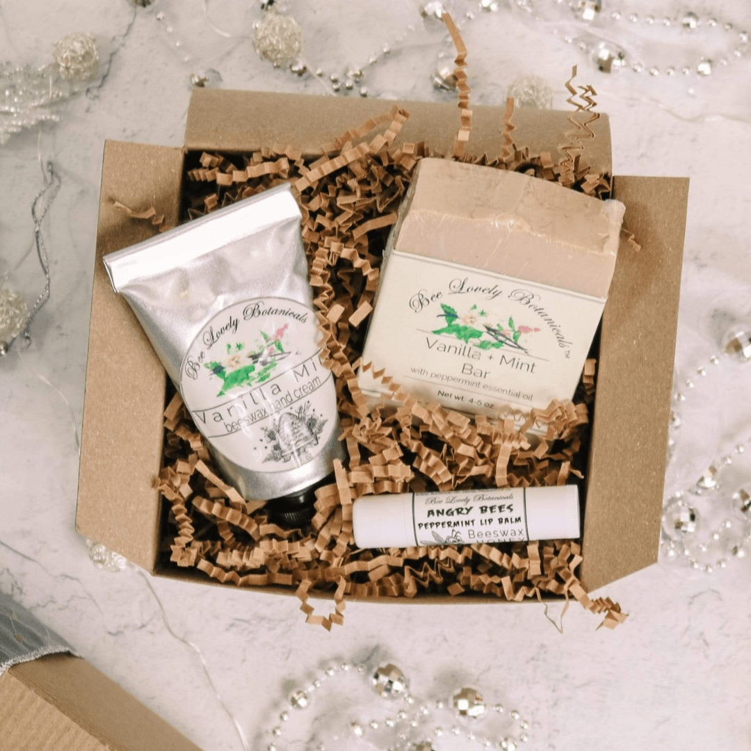 BeeLovelyBotanicals Bath & Body Gift Sets Vanilla Mint Beehive Gift Box