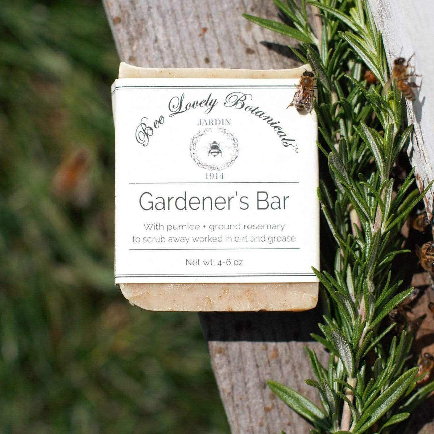 BeeLovelyBotanicals Gardener's Bar Soap with Pumice and Ground Rosemary