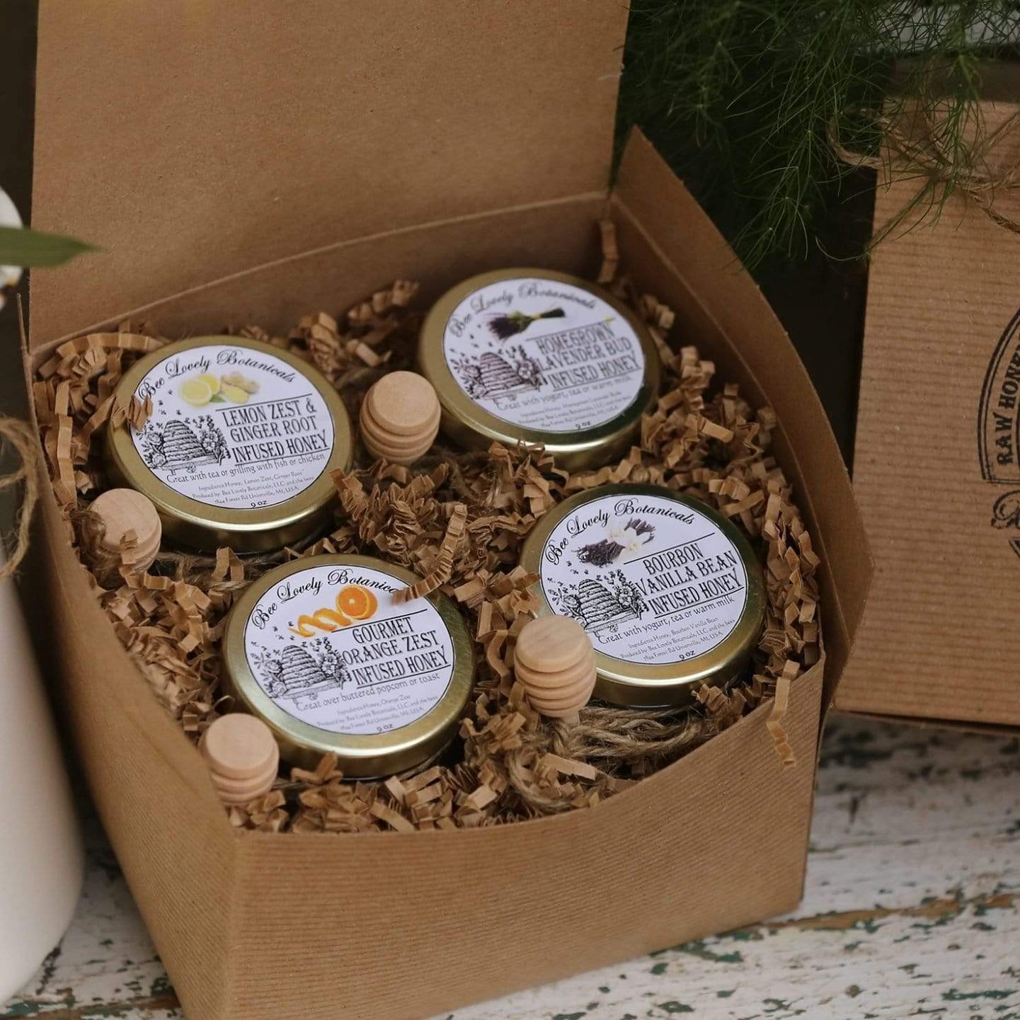 Infused Honey Gift Set with 4 flavors by Bee Lovely Botanicals