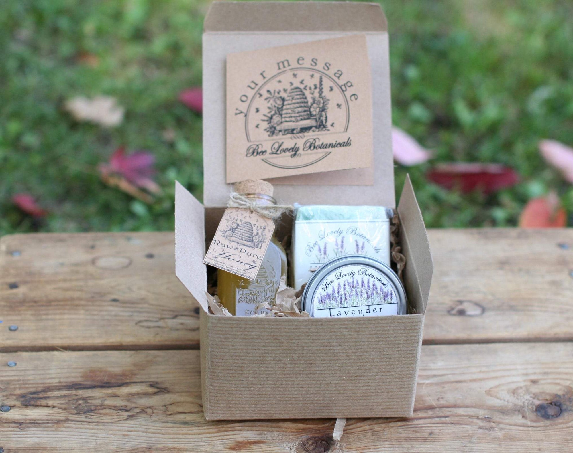 Lavender & Honey Beehive Skincare and Honey Gift Box by Bee Lovely  Botanicals - BeeLovelyBotanicals