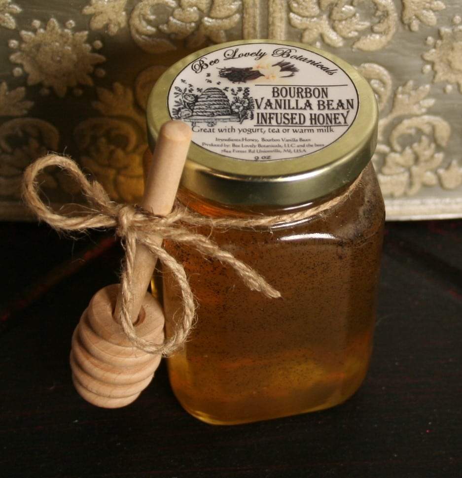 Madagascar Bourbon Vanilla Bean Infused Honey in Glass Jar with