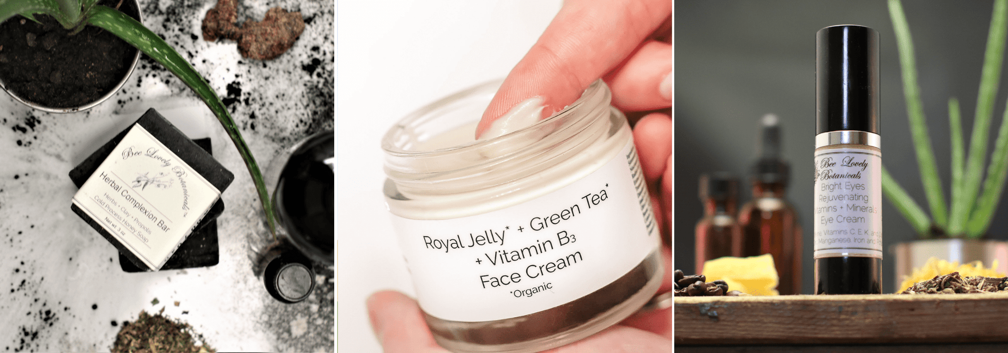 BeeLovelyBotanicals Complete Face Care Kit Royal Jelly Face Cream, Bright Eyes, and Complexion Bar